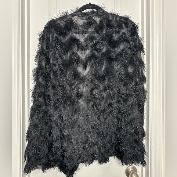 Colleen Lopez Chevron Fringe Black Duster Cardigan Black Sz Large‎ - Picture 8 of 10